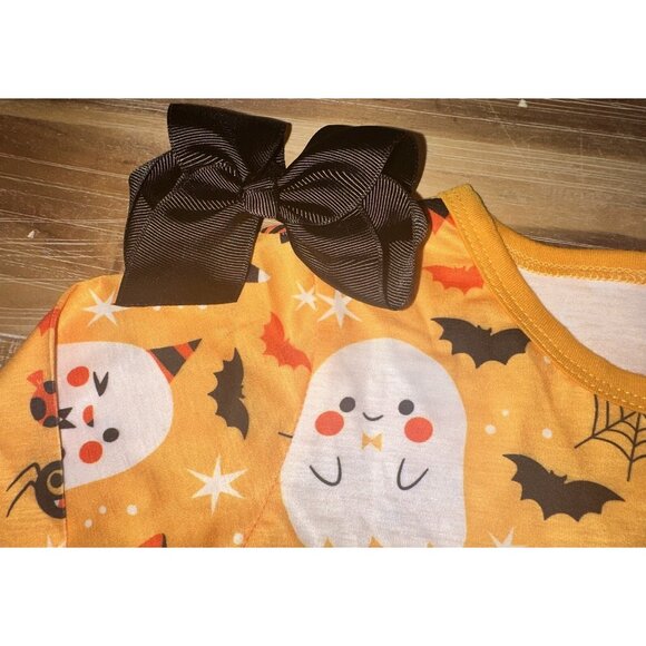 toddler Pumpkin Halloween Ghost Dress & Bow NWT Size 3t 4t black tutut - Picture 4 of 6